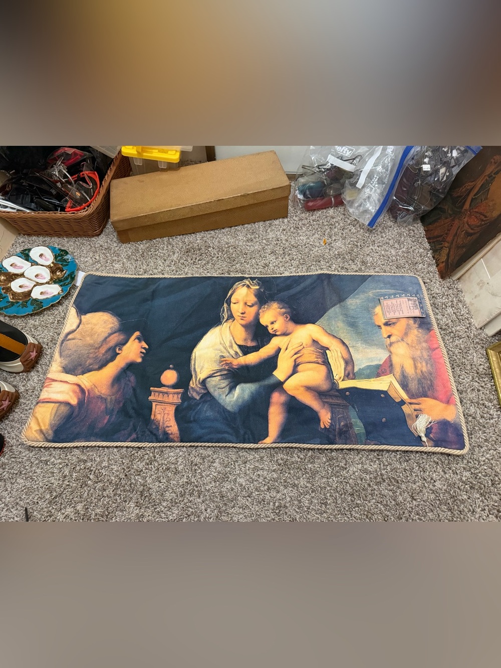 tapestry of Leonardo da Vinci's famous The Virgin and Child 35x16 NWT